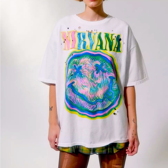 Nirvana Distressed T-Shirt Dress - Picture 1 of 7